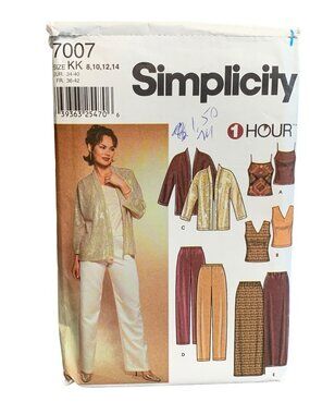 Simplicity Womens Sewing Pattern 7007 Jacket Shirt Pant Skirt Size 8-10-12-14 Un